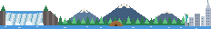 Pixel art of New York State: Niagara Falls, the Adirondacks with a beaver lodge, and the Manhattan skyline