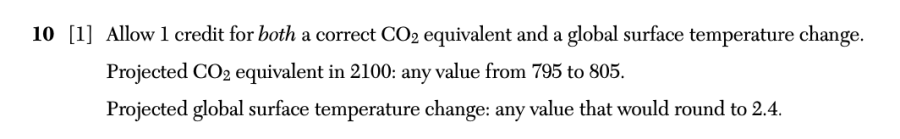 Answer key: June 2025 Earth and Space Sciences Regents question 10, Modeling Earth Systems to Understand Global Climate cluster