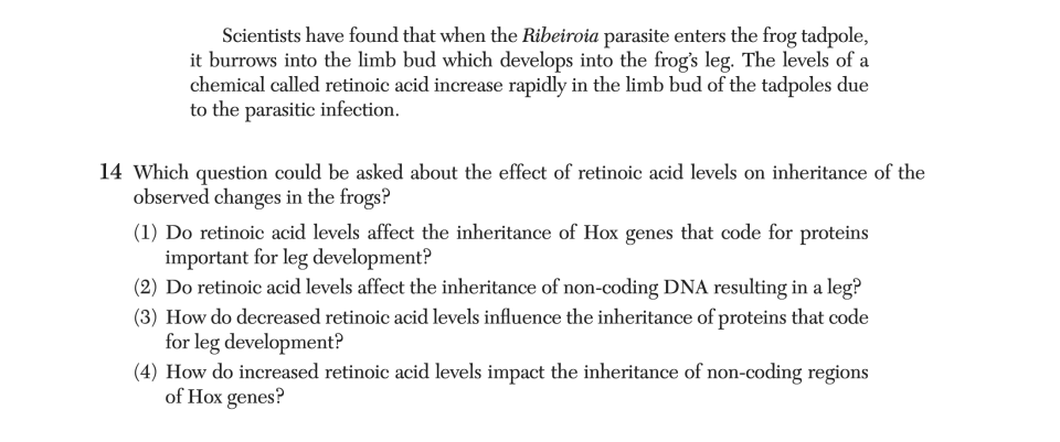 June 2025 Biology Regents question 14, Heads or Tails? cluster