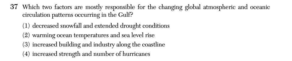 August 2026 Earth and Space Sciences Regents question 37, The Gulf cluster