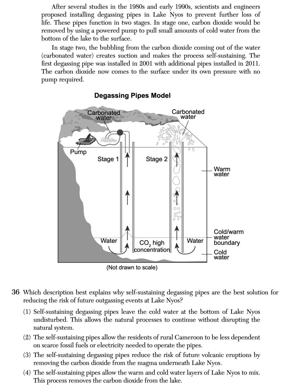 June 2026 Earth and Space Sciences Regents question 36, Lake Nyos cluster