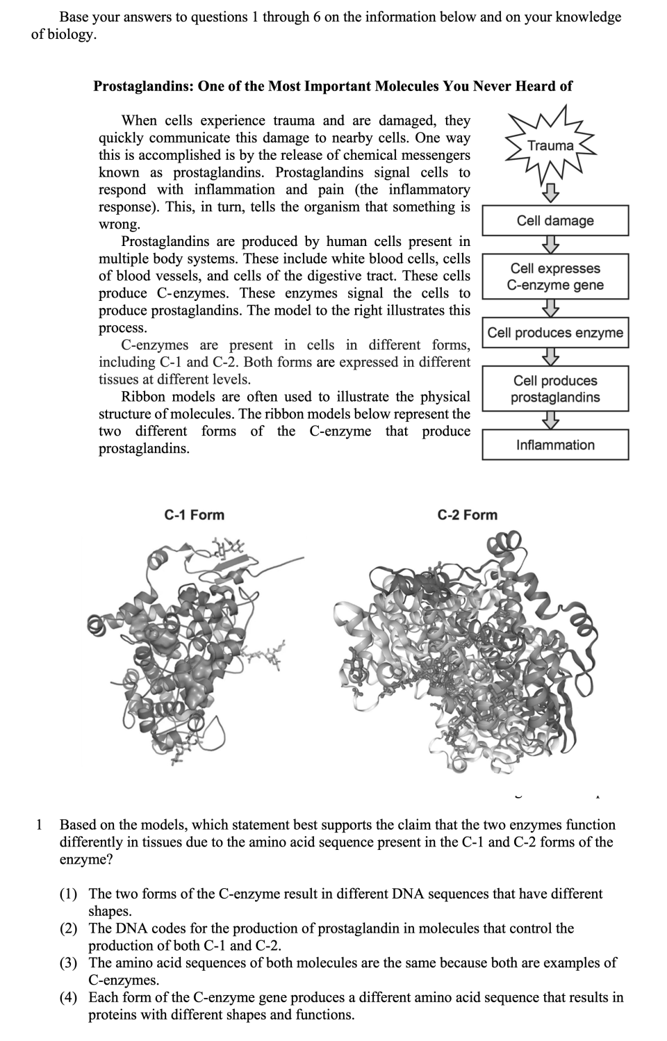 Prostaglandins Sample Cluster, question 1