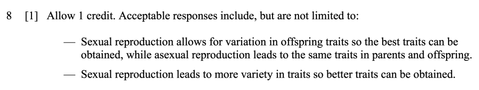 Answer key: Spring 2024 Grade 8 Science Test question 8, Variation and Corn cluster