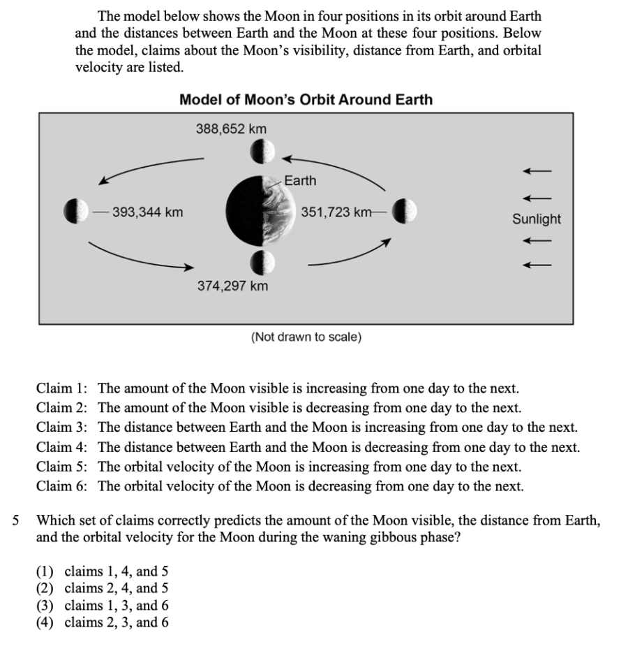 The Effect of The Moon on Earth Sample Cluster, question 5