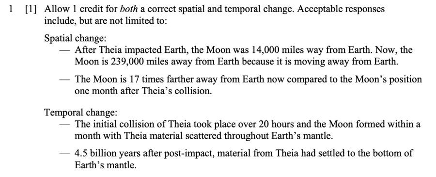 Answer key: Theia and the Moon Sample Cluster, question 1