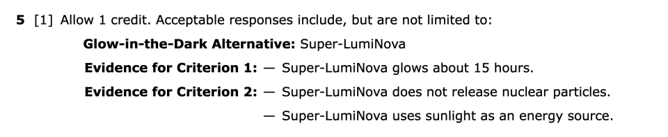 Answer key: June 2026 Chemistry Regents question 5, How Glow Became Gloom cluster