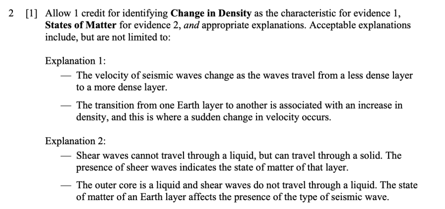 Answer key: Modeling of Earth's Interior Sample Cluster, question 2