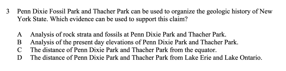 Fossil Parks in New York State Sample Cluster, question 3