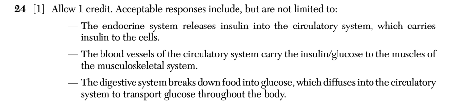 Answer key: January 2026 Biology Regents question 24, Diabetes cluster