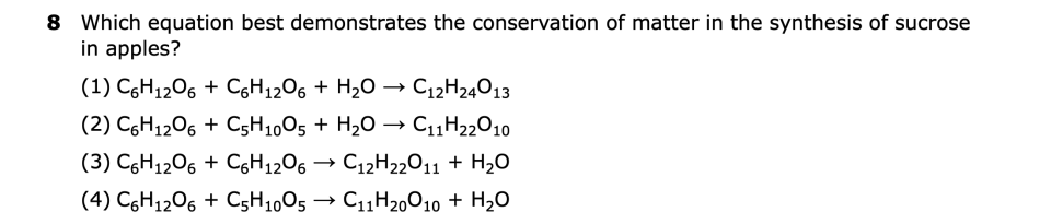 August 2026 Chemistry Regents question 8, The Fruit Industry in New York State cluster