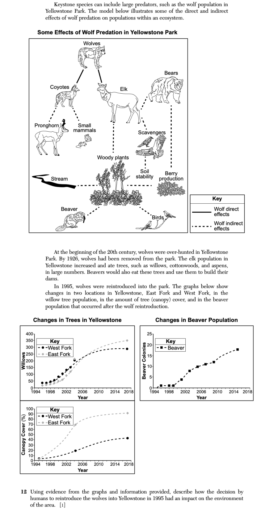 January 2026 Biology Regents question 12, Keystone Species Rule cluster