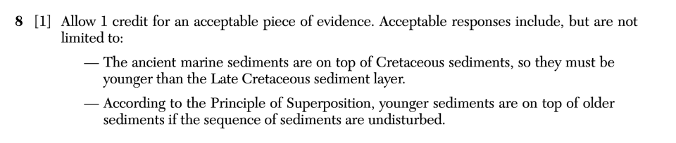 Answer key: August 2026 Earth and Space Sciences Regents question 8, Chesapeake Bay Impact Event cluster