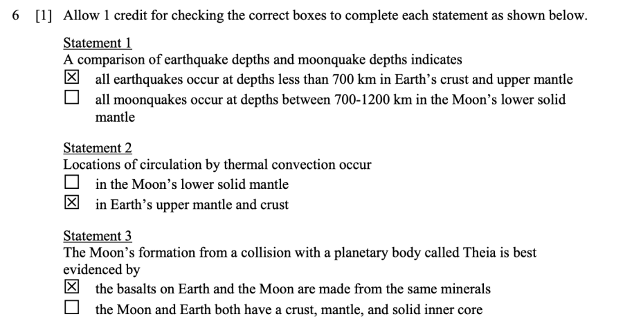 Answer key: Theia and the Moon Sample Cluster, question 6