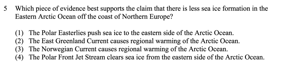 Earth's Climate Sample Cluster, question 5