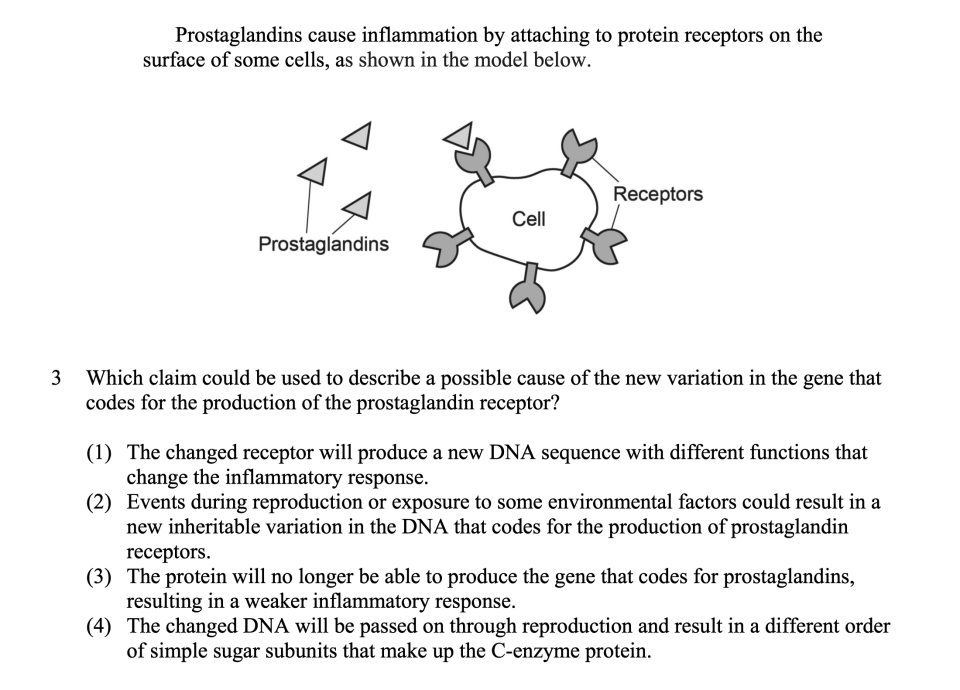 Prostaglandins Sample Cluster, question 3