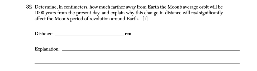 August 2025 Earth and Space Sciences Regents question 32, Earth-Moon History cluster