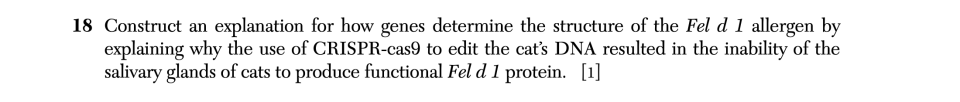 January 2026 Biology Regents question 18, Solving the Problem of Cat Allergies cluster