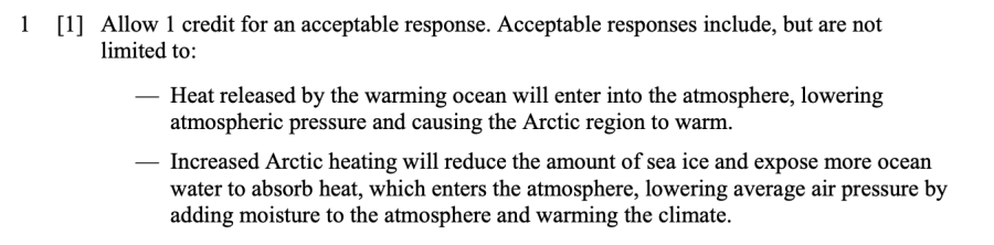 Answer key: Earth's Climate Sample Cluster, question 1