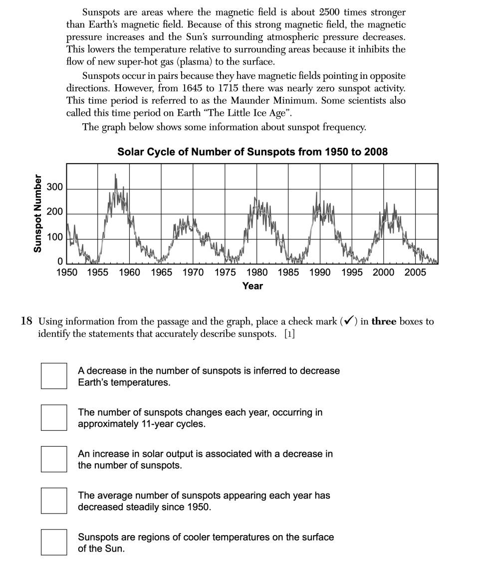 June 2025 Earth and Space Sciences Regents question 18, Stars and the Big Bang cluster