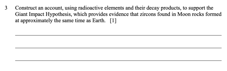 Theia and the Moon Sample Cluster, question 3