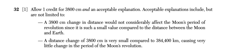 Answer key: August 2025 Earth and Space Sciences Regents question 32, Earth-Moon History cluster