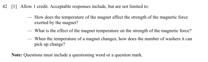 Answer to Question 1