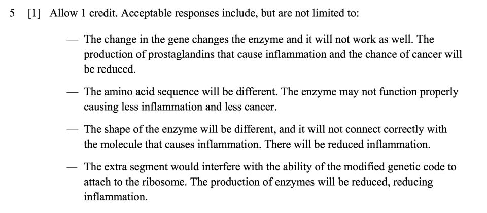 Answer key: Prostaglandins Sample Cluster, question 5