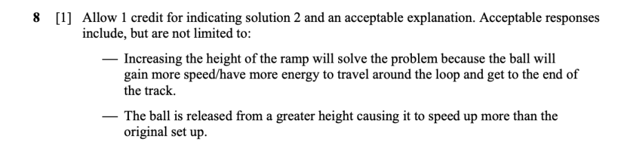 Answer key: Spring 2024 Grade 5 Science Test question 8, Motion of Golf Balls cluster