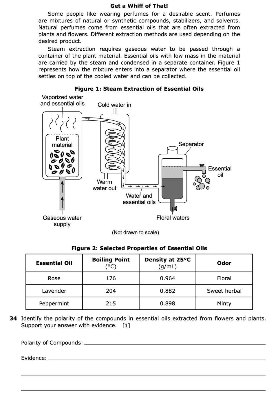 August 2026 Chemistry Regents question 34, Get a Whiff of That! cluster