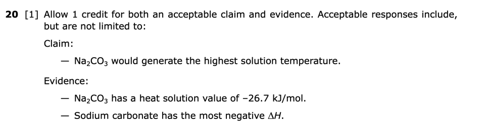 Answer key: August 2026 Chemistry Regents question 20, Go With the Flow cluster