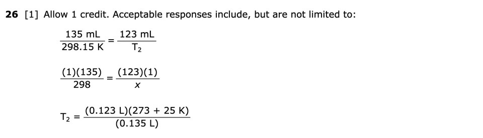 Answer key: June 2026 Chemistry Regents question 26, Balloon Arches cluster