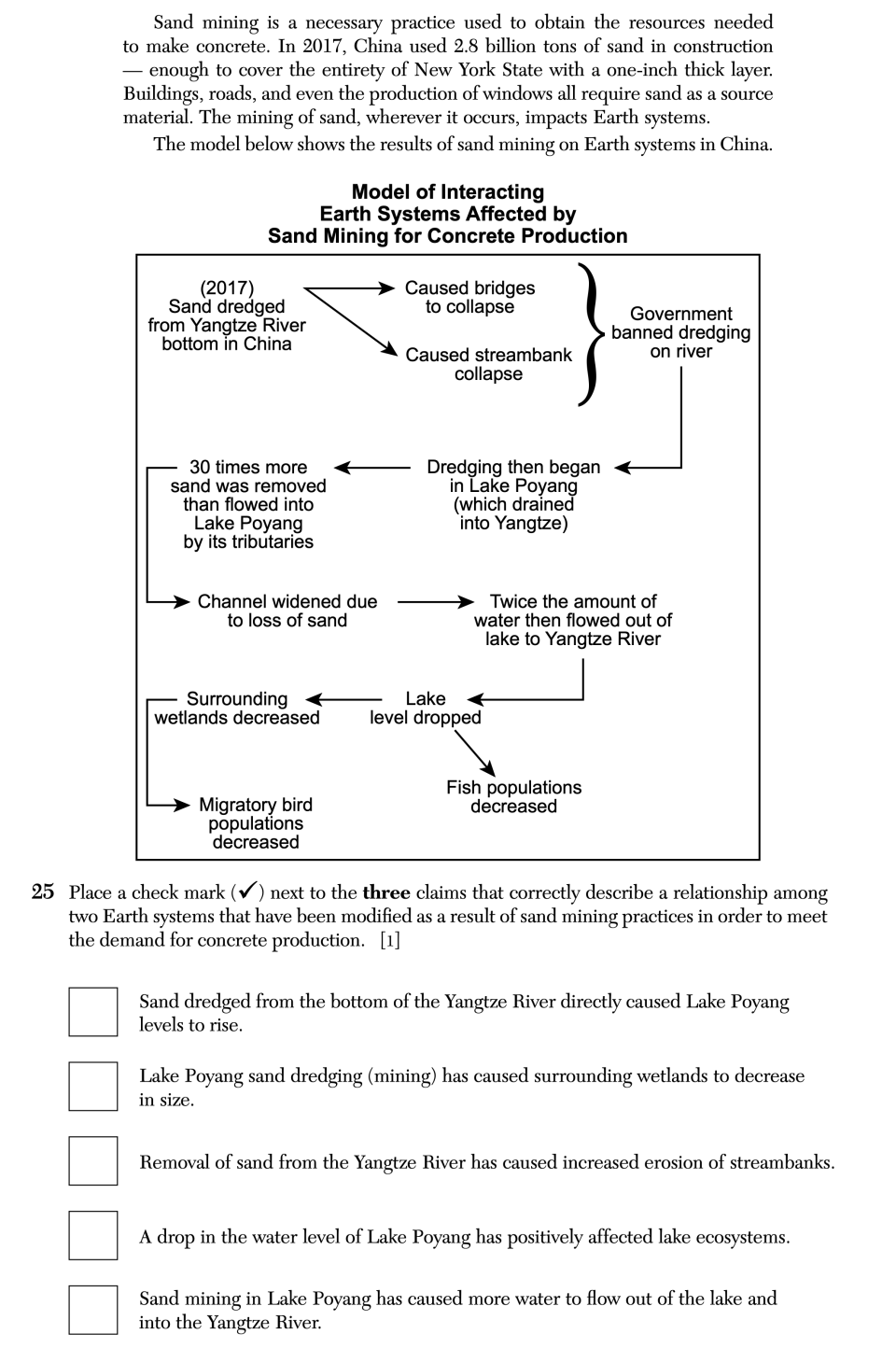 August 2026 Earth and Space Sciences Regents question 25, Carbon Emissions in Industry cluster