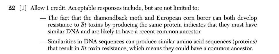 Answer key: January 2026 Biology Regents question 22, A Hard Pest to Manage cluster