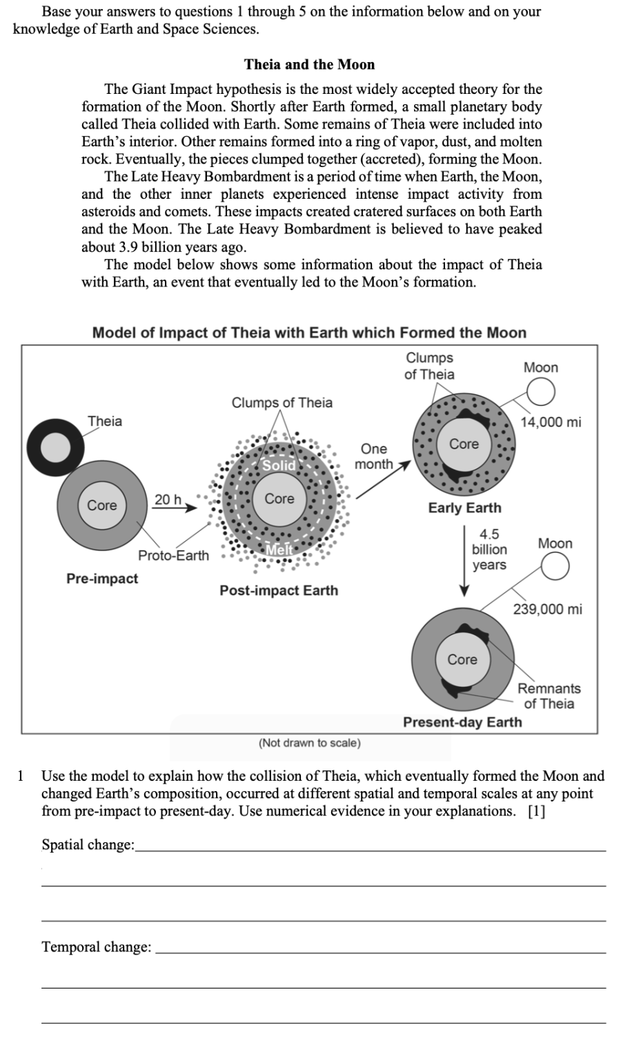 Theia and the Moon Sample Cluster, question 1
