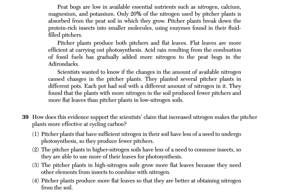 January 2026 Biology Regents question 39, Purple Insect Eater cluster