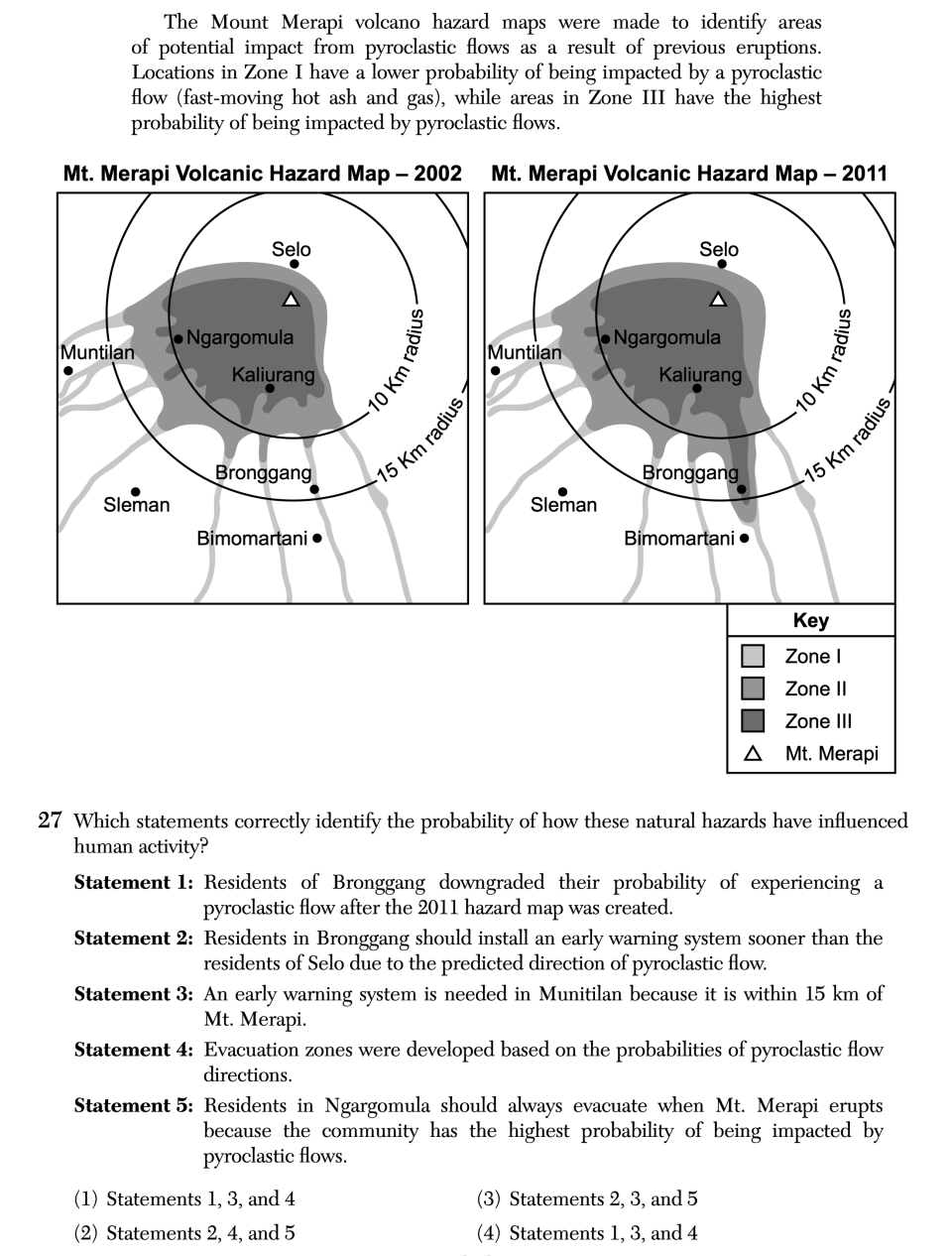 June 2026 Earth and Space Sciences Regents question 27, The Influence of Volcanoes on Earth’s Systems cluster