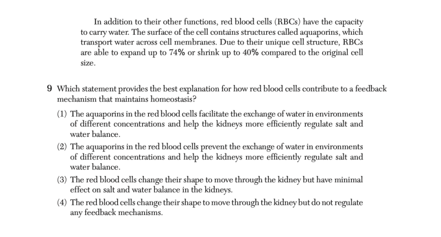 June 2025 Biology Regents question 9, Drinking Water Is Just The Beginning! cluster