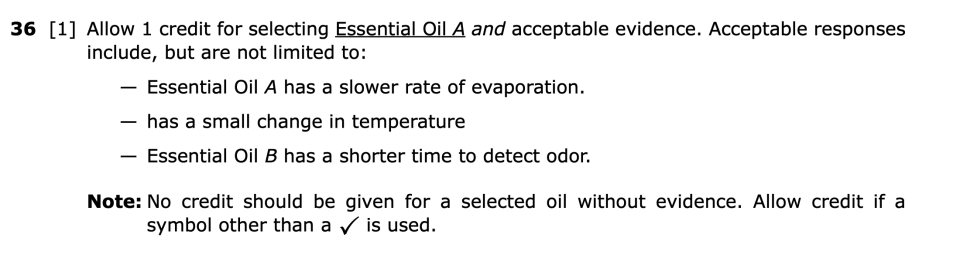 Answer key: August 2026 Chemistry Regents question 36, Get a Whiff of That! cluster